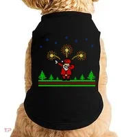 Dabbing Santa 8-Bit Ugly Christmas Doggie Tank thumb 0
