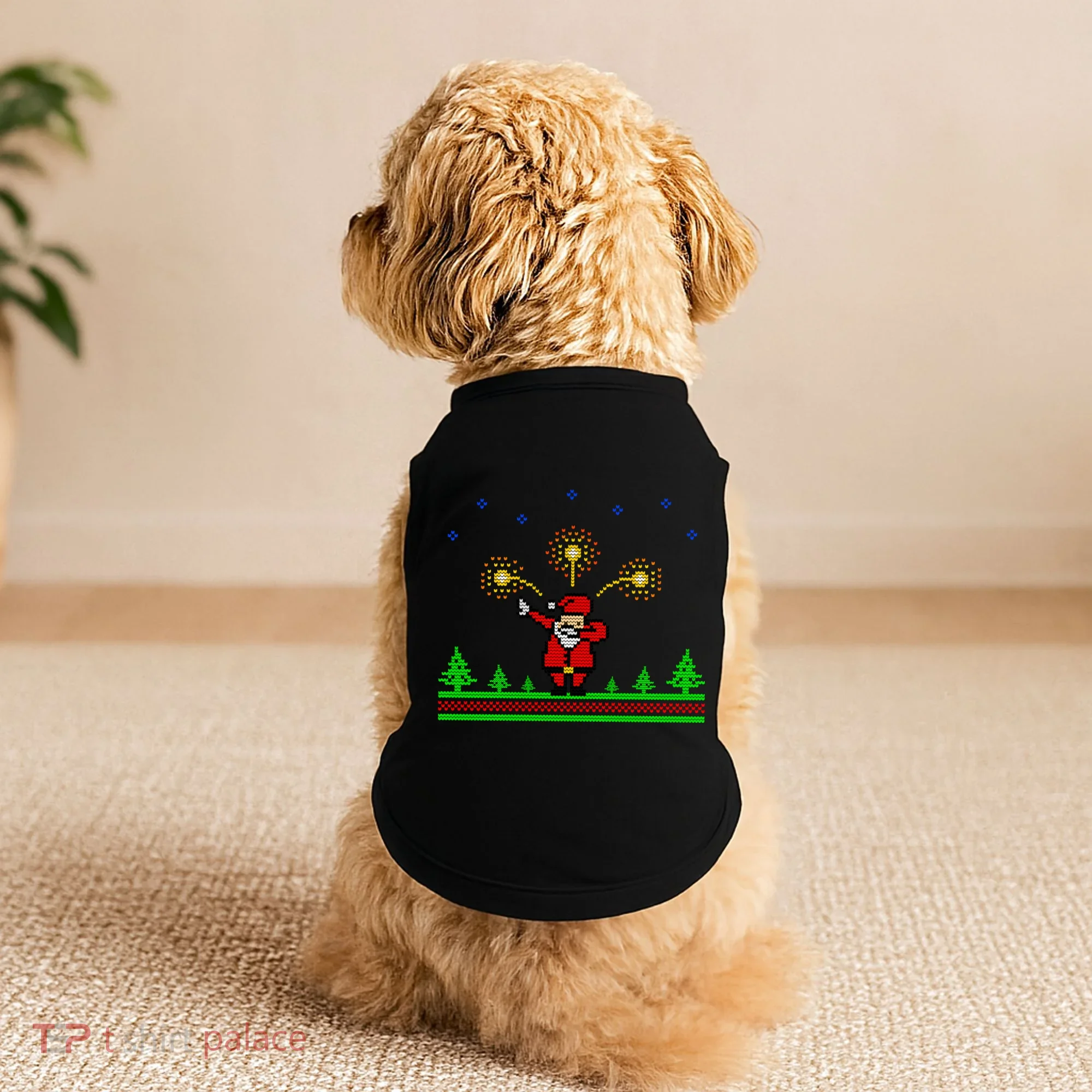 Dabbing Santa 8-Bit Ugly Christmas Doggie Tank