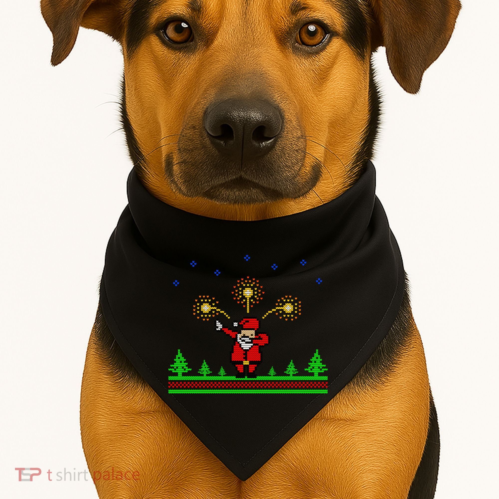 Dabbing Santa 8-Bit Ugly Christmas USA-Made Doggie Bandana