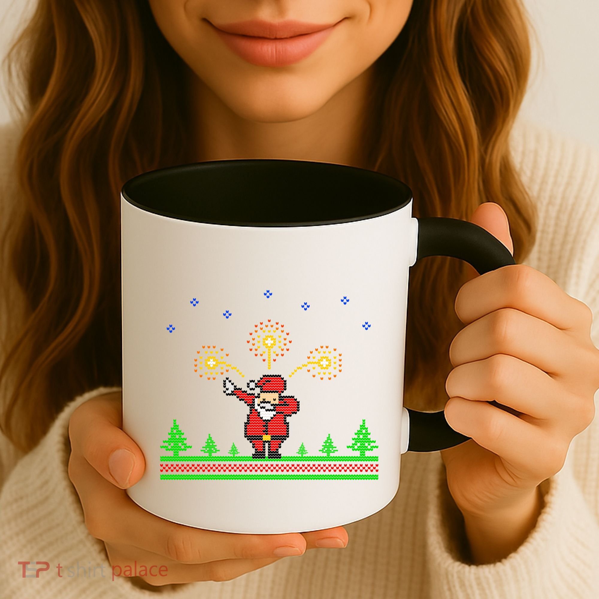 Dabbing Santa 8-Bit Ugly Christmas Coffee Mug