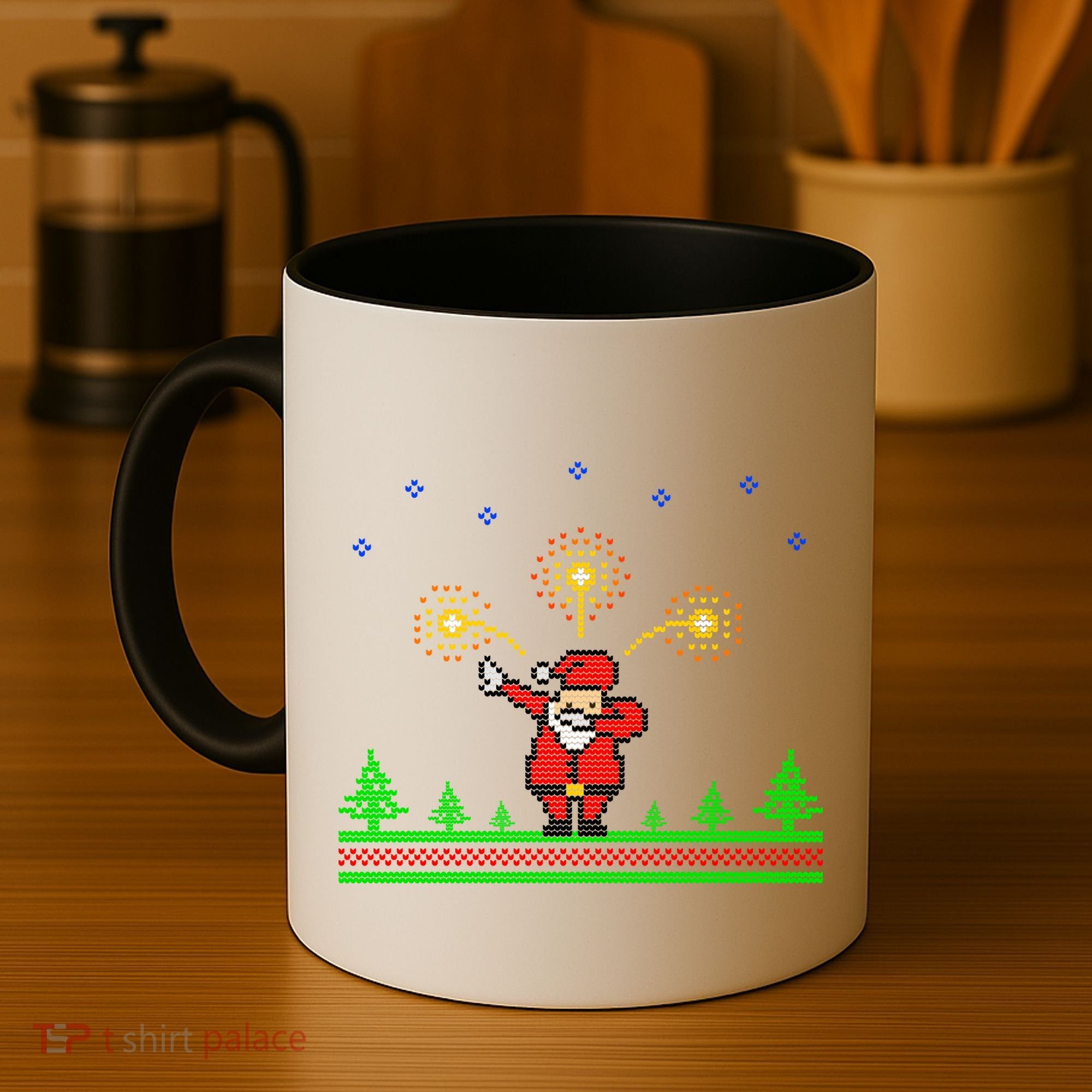 Dabbing Santa 8-Bit Ugly Christmas Coffee Mug