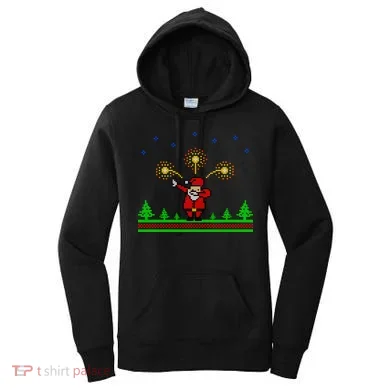 Dabbing Santa 8-Bit Ugly Christmas Women's Hoodie
