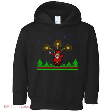 Dabbing Santa 8-Bit Ugly Christmas Toddler Hoodie