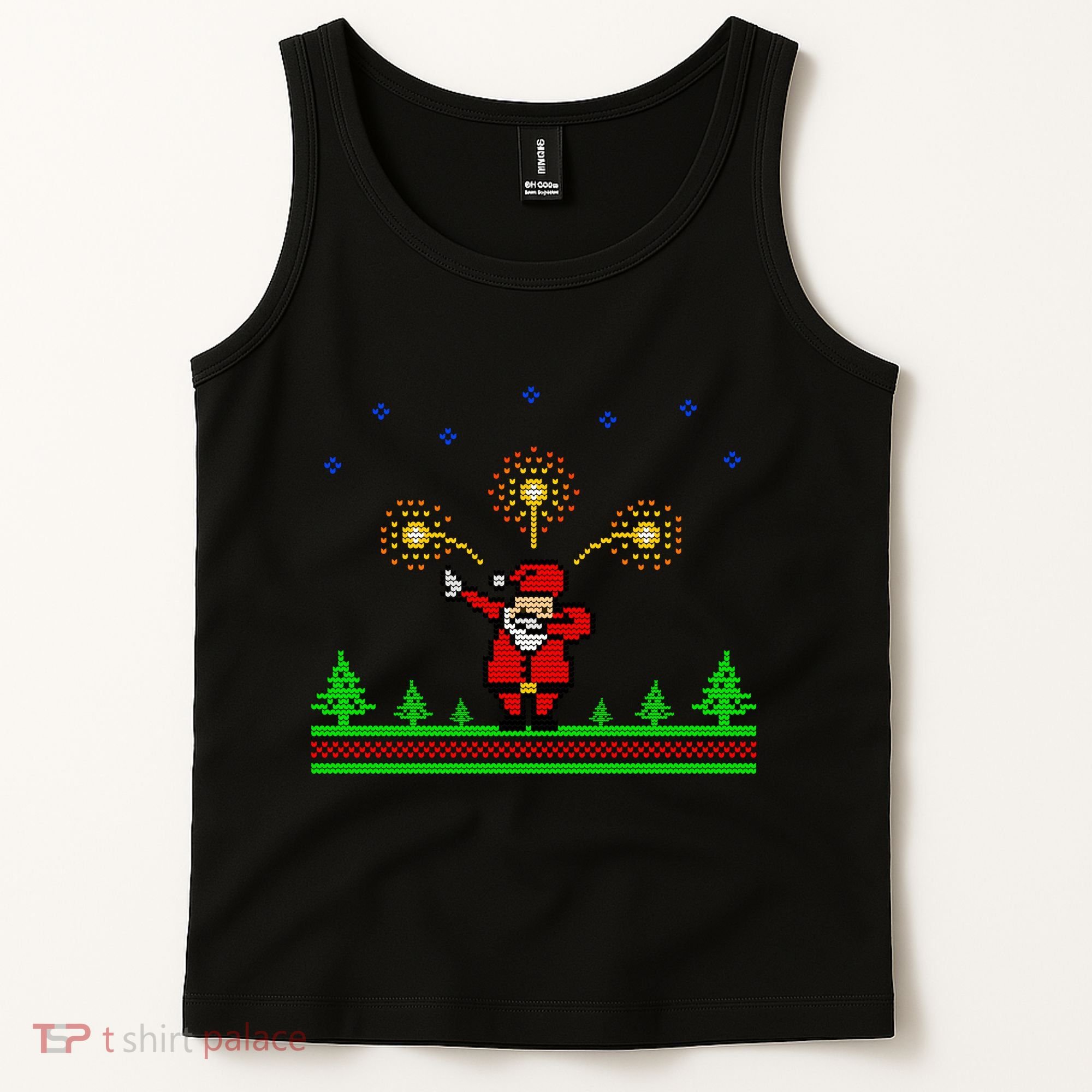 Dabbing Santa 8-Bit Ugly Christmas Tank Top