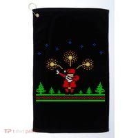 Dabbing Santa 8-Bit Ugly Christmas Golf Towel thumb 0