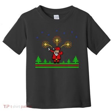 Dabbing Santa 8-Bit Ugly Christmas Toddler T-Shirt