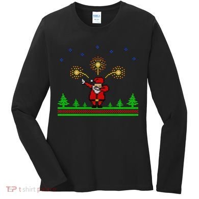 Dabbing Santa 8-Bit Ugly Christmas Women's Long Sleeve Shirt