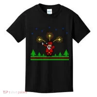 Dabbing Santa 8-Bit Ugly Christmas Kids T-Shirt thumb 0