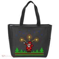 Dabbing Santa 8-Bit Ugly Christmas Tote Bag thumb 0