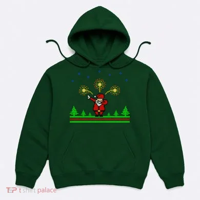 Dabbing Santa 8-Bit Ugly Christmas Hoodie