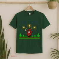 Dabbing Santa 8-Bit Ugly Christmas T-Shirt thumb 2