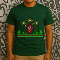 Dabbing Santa 8-Bit Ugly Christmas T-Shirt thumb 3