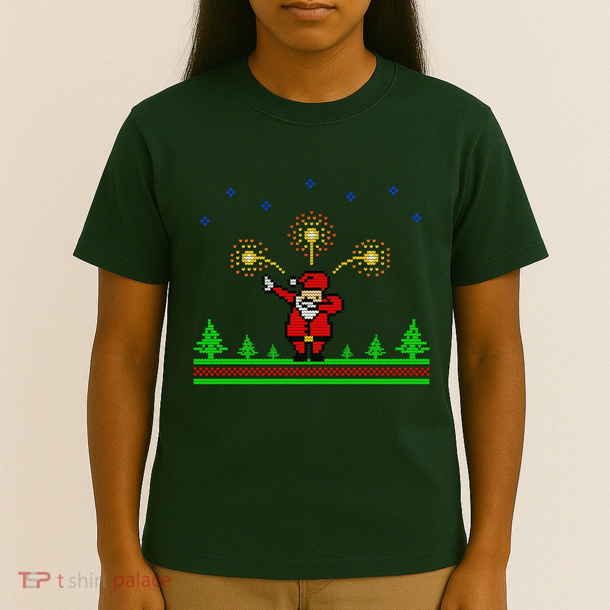 Dabbing Santa 8-Bit Ugly Christmas T-Shirt