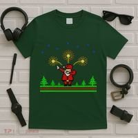 Dabbing Santa 8-Bit Ugly Christmas T-Shirt thumb 5