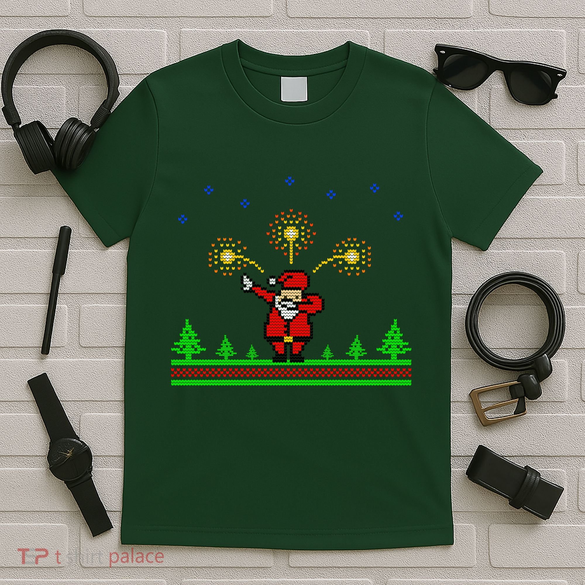 Dabbing Santa 8-Bit Ugly Christmas T-Shirt