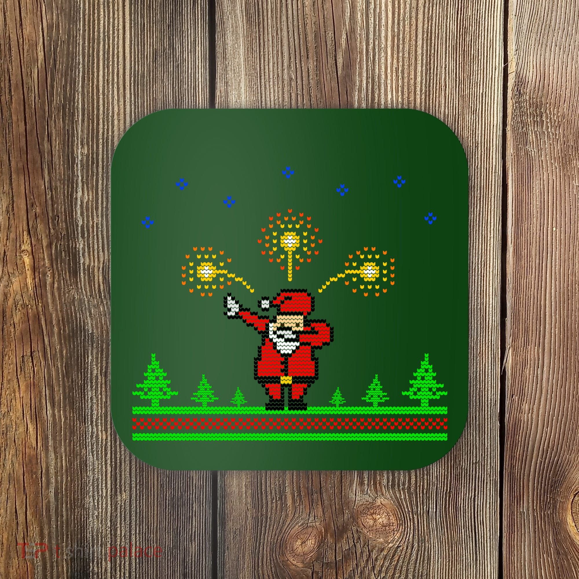 Dabbing Santa 8-Bit Ugly Christmas Coaster