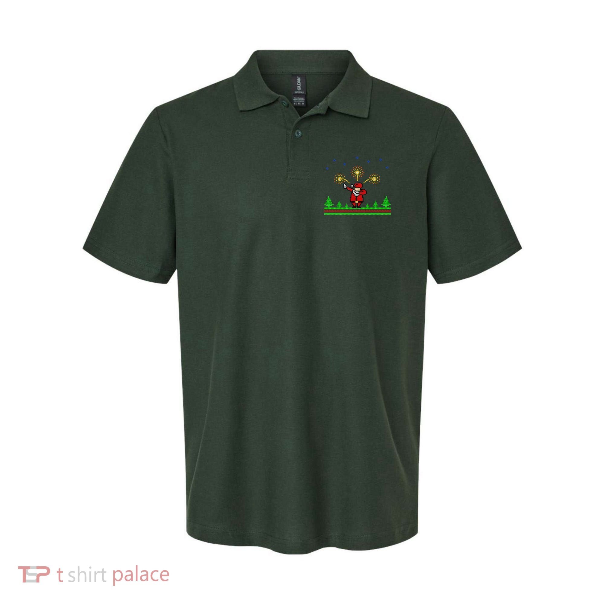Dabbing Santa 8-Bit Ugly Christmas Polo