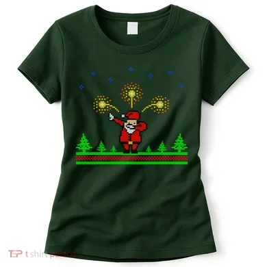 Dabbing Santa 8-Bit Ugly Christmas Women's T-Shirt