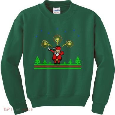 Dabbing Santa 8-Bit Ugly Christmas Kids Sweatshirt