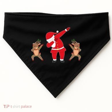 Dabbing Santa And Reindeer Funny Christmas USA-Made Doggie Bandana