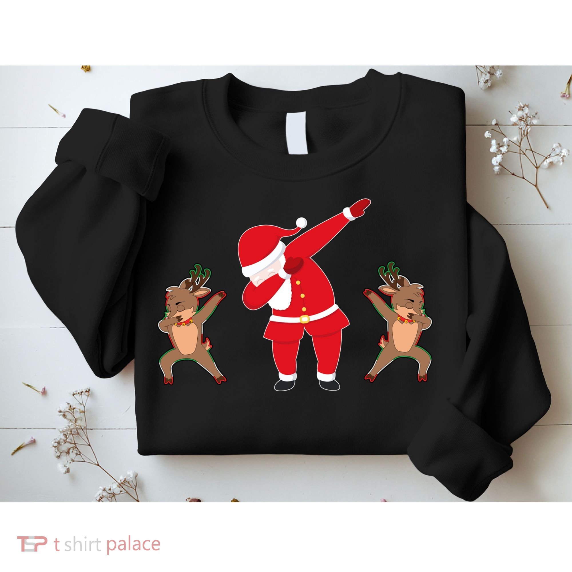Dabbing Santa And Reindeer Funny Christmas Sweatshirt