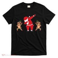 Dabbing Santa And Reindeer Funny Christmas T-Shirt thumb 0