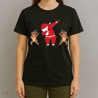 Dabbing Santa And Reindeer Funny Christmas T-Shirt thumb 4
