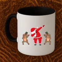 Dabbing Santa And Reindeer Funny Christmas Coffee Mug thumb 2
