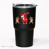 Dabbing Santa And Reindeer Funny Christmas Tumbler thumb 0