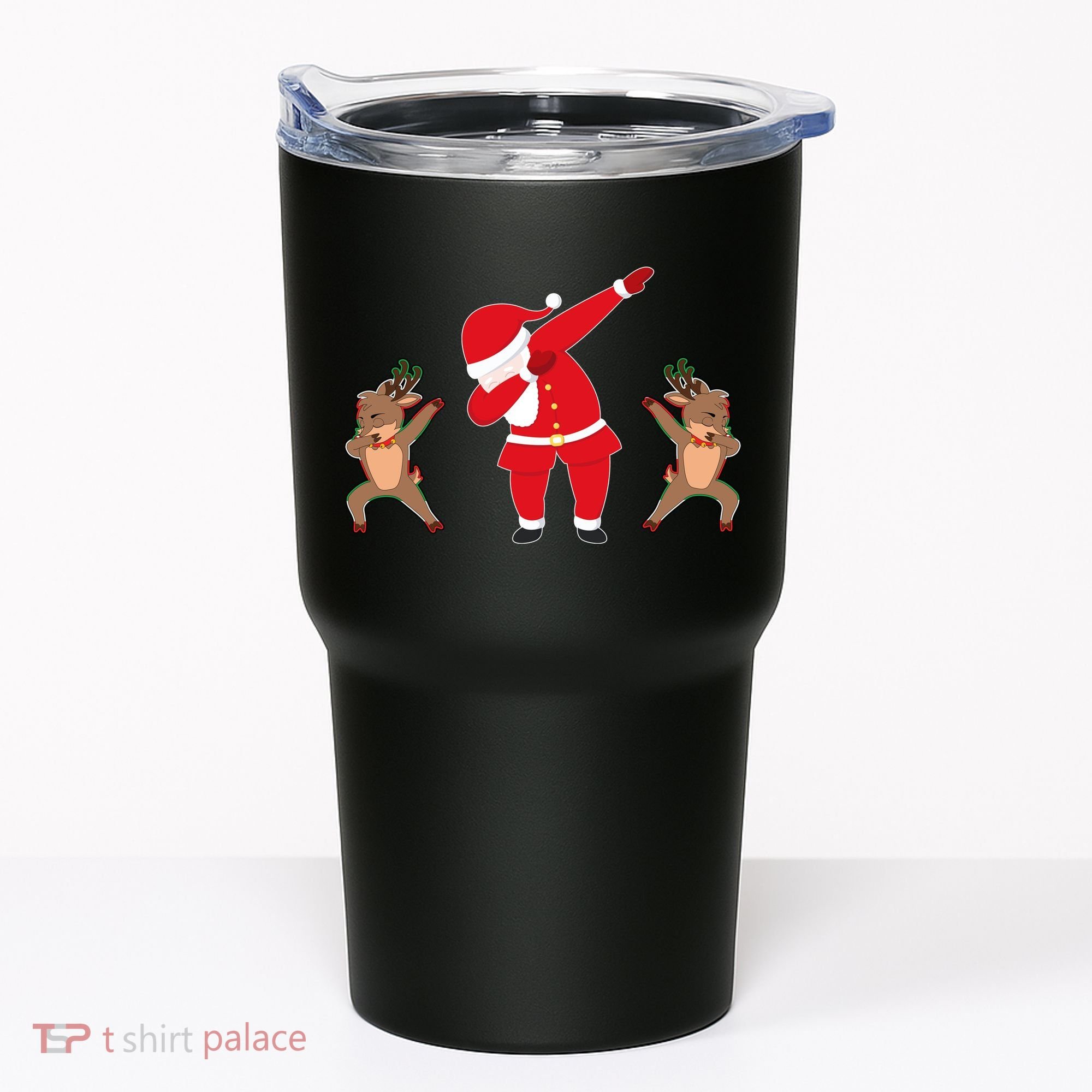 Dabbing Santa And Reindeer Funny Christmas Tumbler