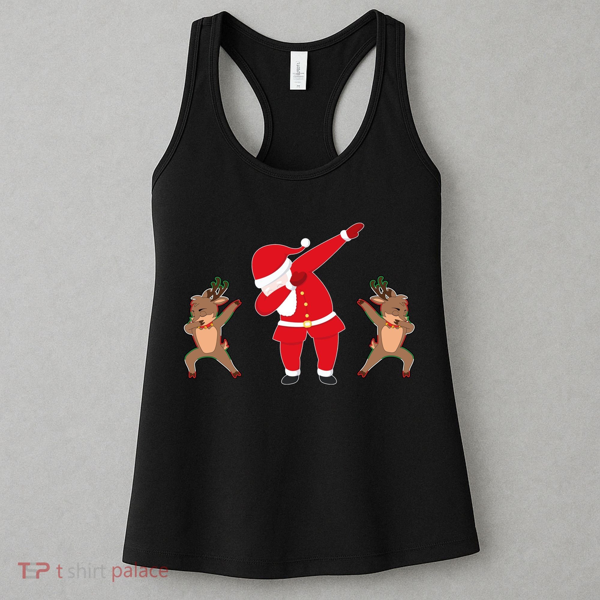 Dabbing Santa And Reindeer Funny Christmas Women's Tank Top