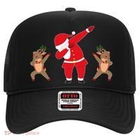 Dabbing Santa And Reindeer Funny Christmas Hat thumb 0