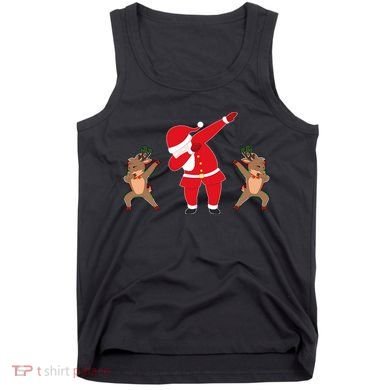 Dabbing Santa And Reindeer Funny Christmas Tank Top