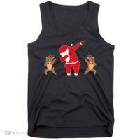 Dabbing Santa And Reindeer Funny Christmas Tank Top thumb 0
