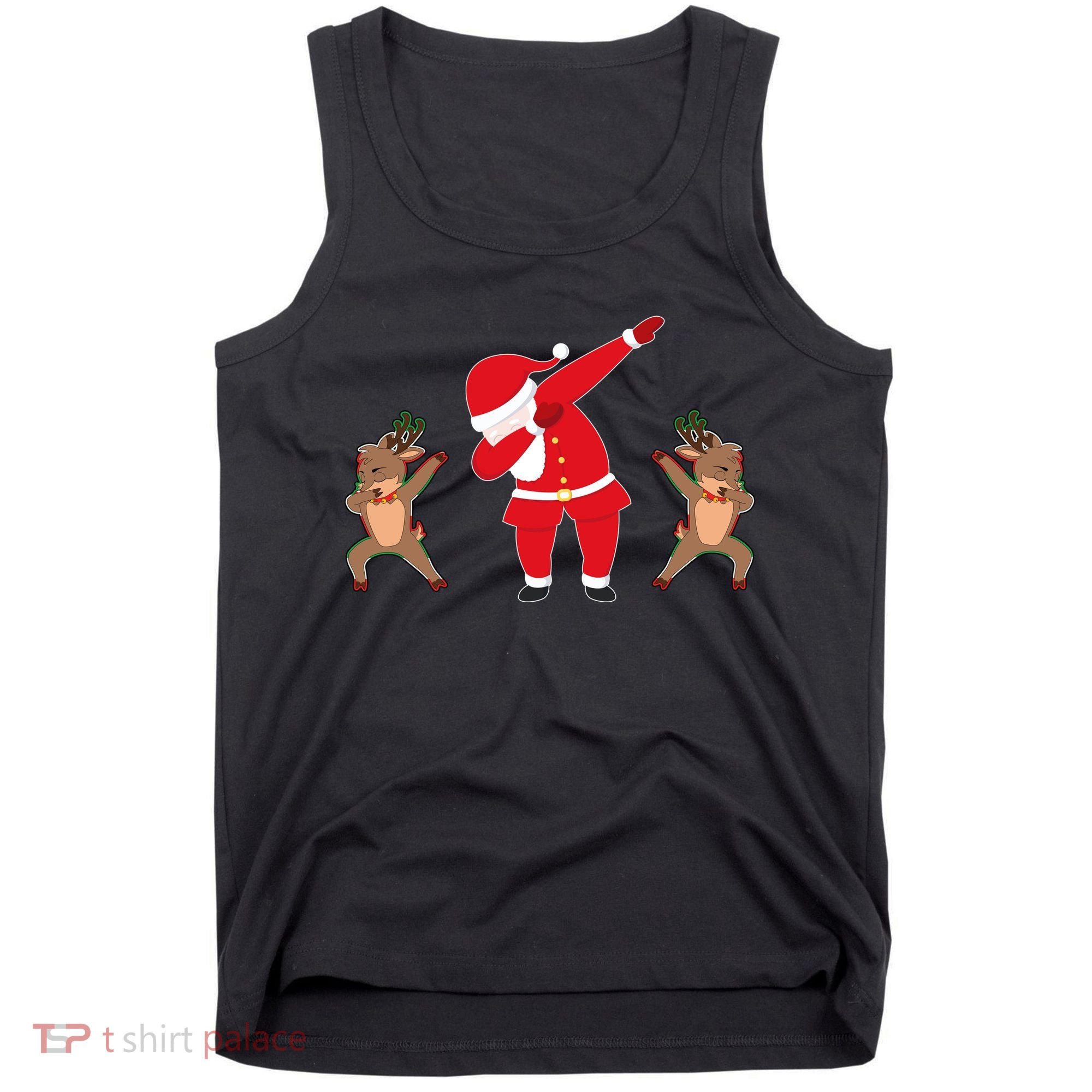 Dabbing Santa And Reindeer Funny Christmas Tank Top