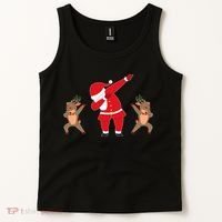 Dabbing Santa And Reindeer Funny Christmas Tank Top thumb 2