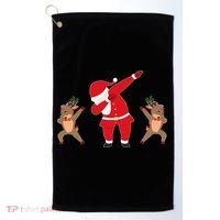 Dabbing Santa And Reindeer Funny Christmas Golf Towel thumb 0