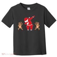 Dabbing Santa And Reindeer Funny Christmas Toddler T-Shirt thumb 0