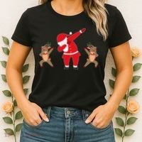 Dabbing Santa And Reindeer Funny Christmas Women's T-Shirt thumb 2