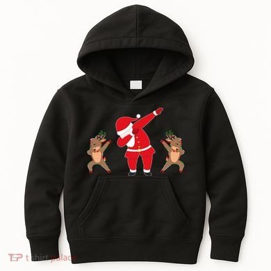 Dabbing Santa And Reindeer Funny Christmas Kids Hoodie