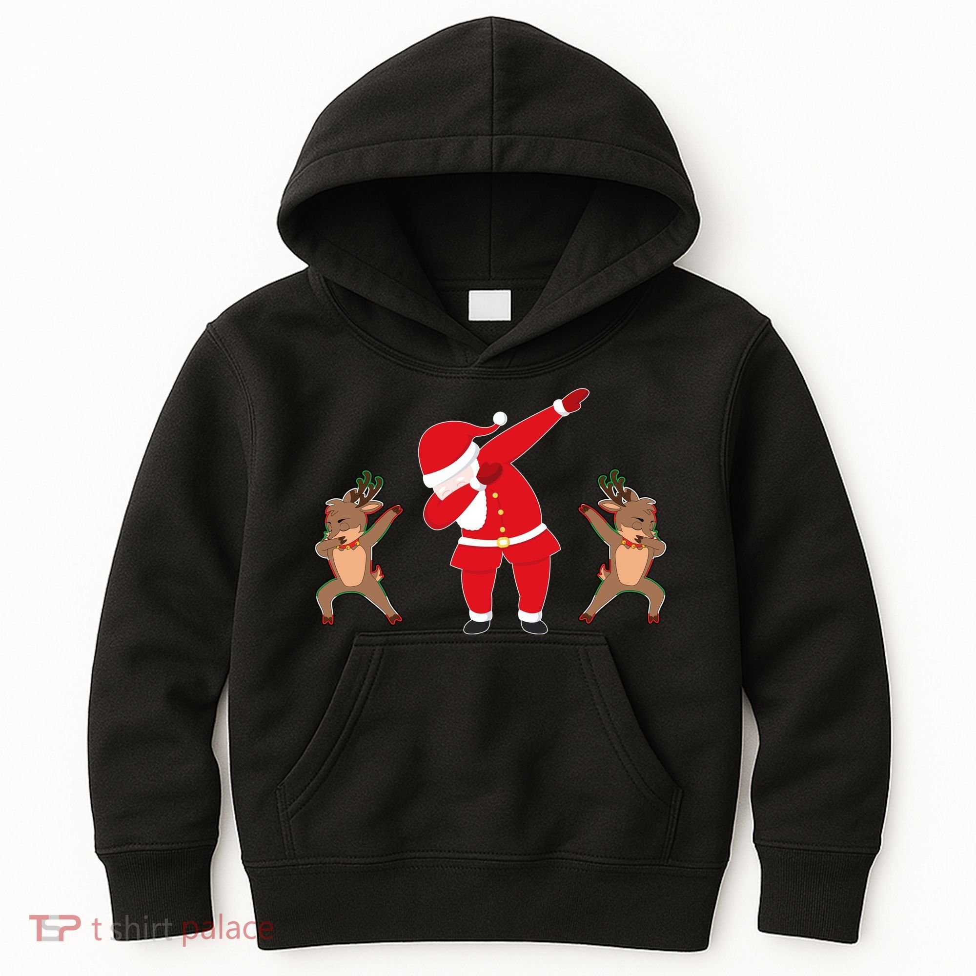 Dabbing Santa And Reindeer Funny Christmas Kids Hoodie
