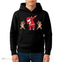 Dabbing Santa And Reindeer Funny Christmas Kids Hoodie thumb 4