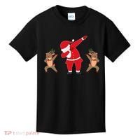 Dabbing Santa And Reindeer Funny Christmas Kids T-Shirt thumb 0