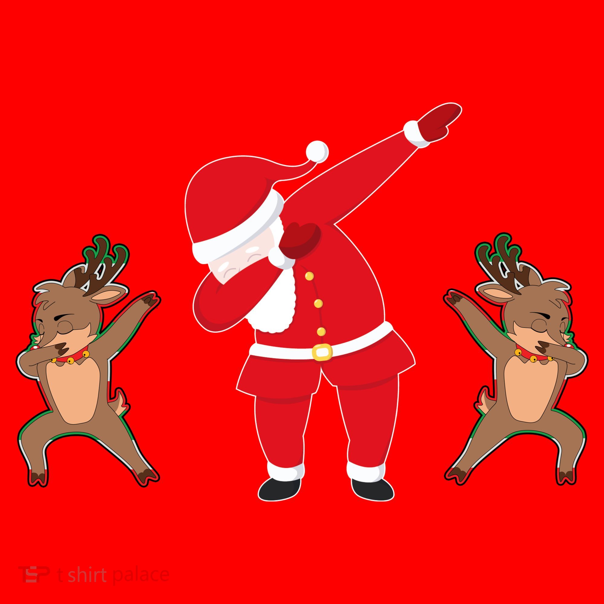 Dabbing Santa And Reindeer Funny Christmas Santa Hat