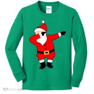 Dabbing Santa Christmas Kids Long Sleeve Shirt