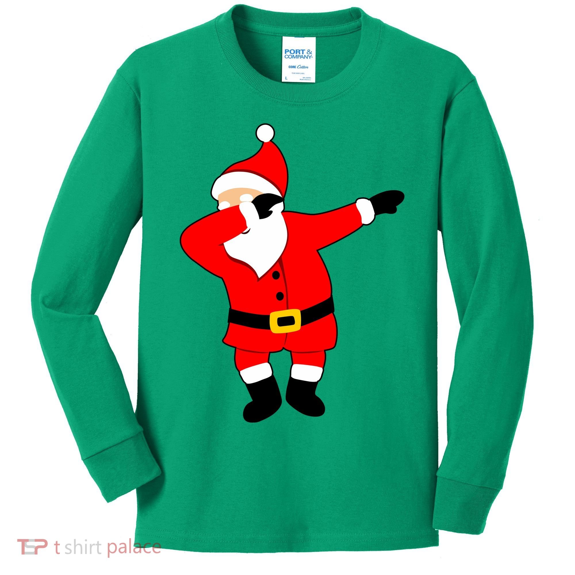 Dabbing Santa Christmas Kids Long Sleeve Shirt