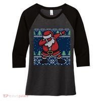 Dabbing Santa Claus Women's Tri-Blend 3/4-Sleeve Raglan Shirt thumb 0