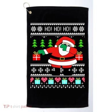 Dabbing Santa Claus Ugly Christmas Sweater Design Golf Towel