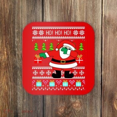Dabbing Santa Claus Ugly Christmas Sweater Design Coaster