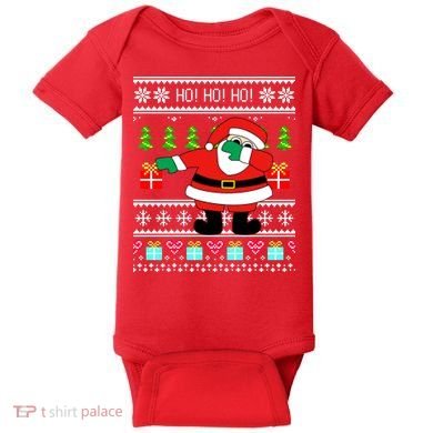 Dabbing Santa Claus Ugly Christmas Sweater Design Baby Bodysuit